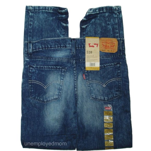 Boys Blue Jeans Faded Super Skinny Fit Levis 510 Youth 18 R Pants Trousers - Picture 7 of 12